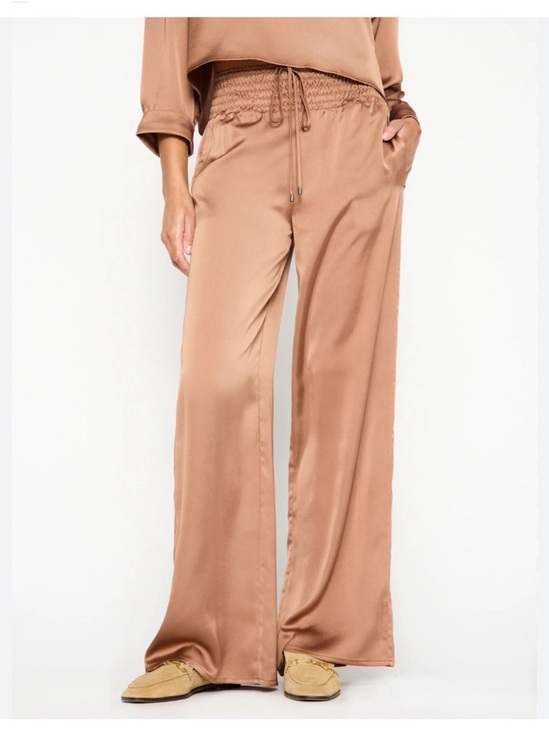 Brochu Walker Pants - Brochu Walker Gorja Pant Miele Satin Wide Leg Pull On Neutral Luxe M Coastal